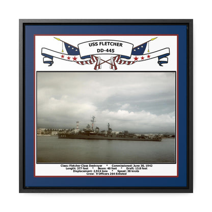 USS Fletcher DD-445 Navy Floating Frame Photo Front View