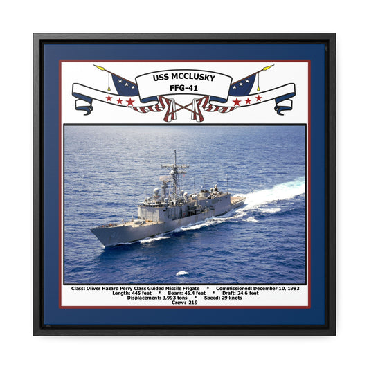 USS Mcclusky FFG-41 Navy Floating Frame Photo Front View