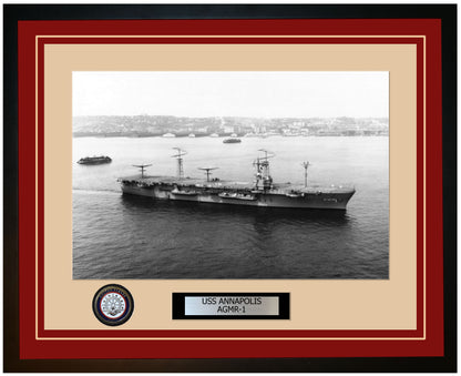 USS ANNAPOLIS AGMR-1 Framed Navy Ship Photo Burgundy
