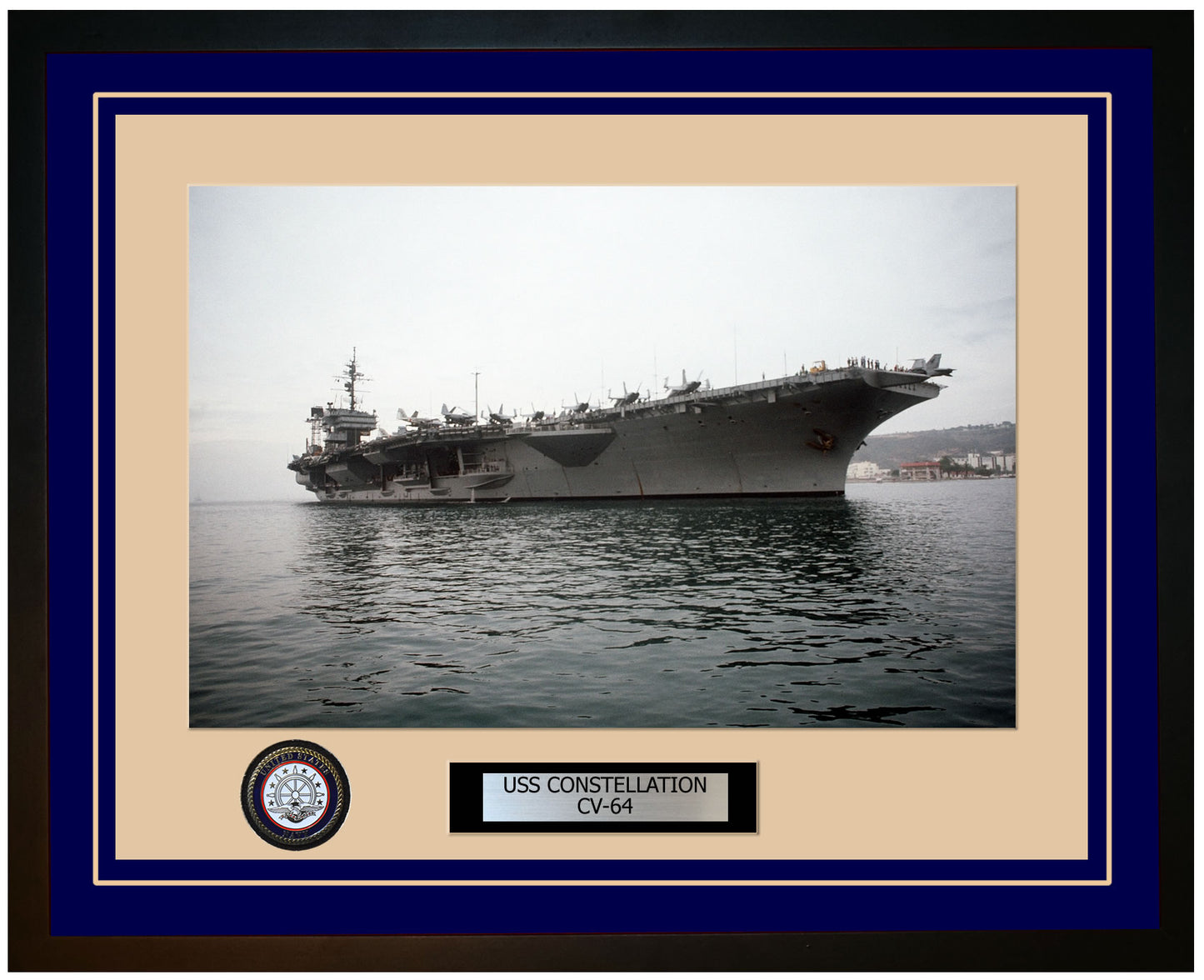 USS CONSTELLATION CV-64 Framed Navy Ship Photo Blue