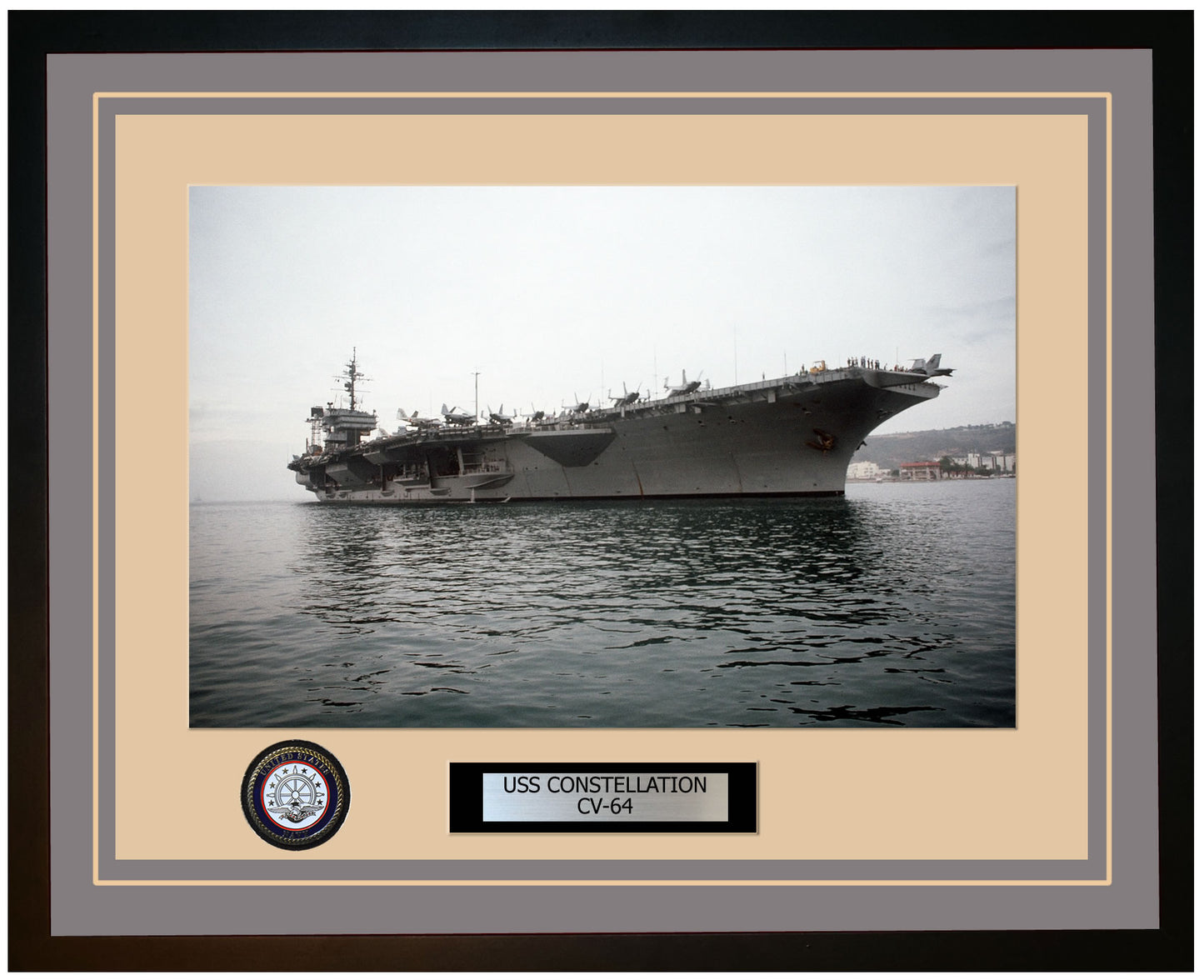 USS CONSTELLATION CV-64 Framed Navy Ship Photo Grey