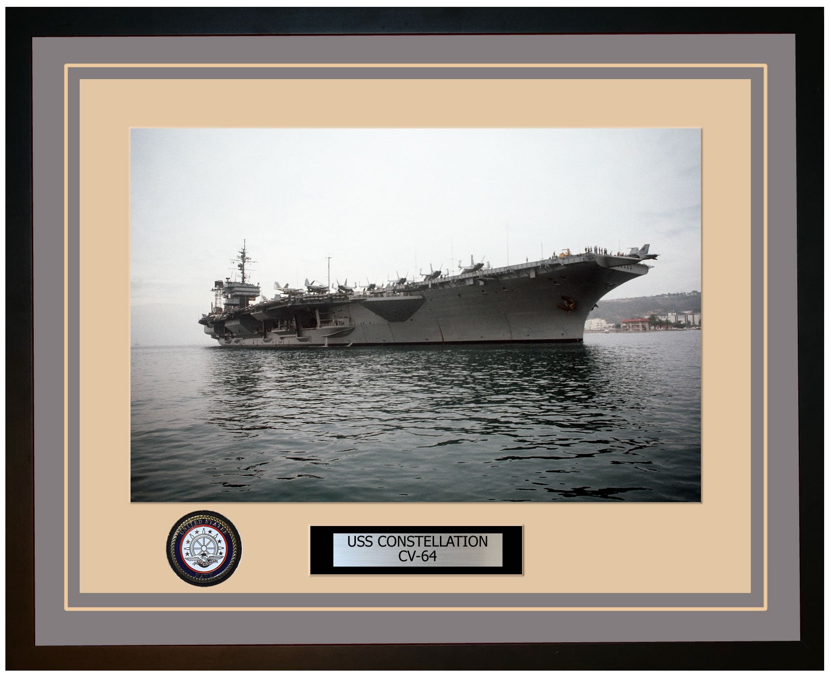 USS CONSTELLATION CV-64 Framed Navy Ship Photo Grey