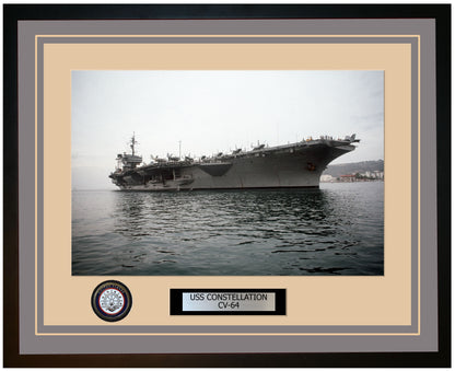 USS CONSTELLATION CV-64 Framed Navy Ship Photo Grey