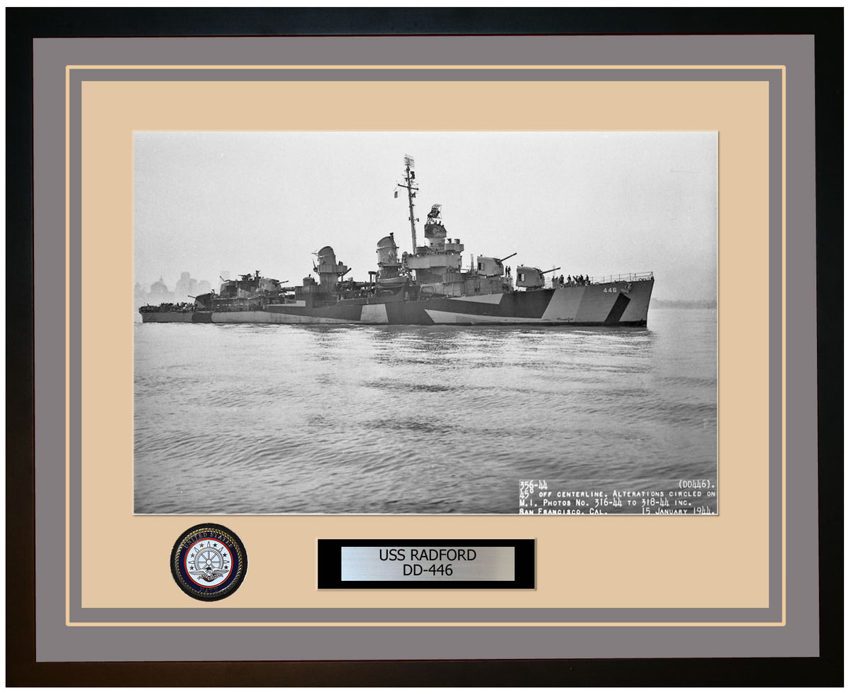 Uss Raford USS RADFORD DD-446 Framed Navy Ship Photo Burgundy – Navy Emporium
