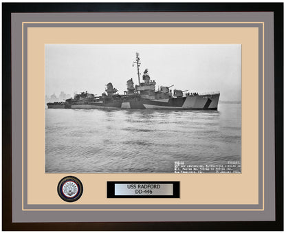 USS RADFORD DD-446 Framed Navy Ship Photo Grey