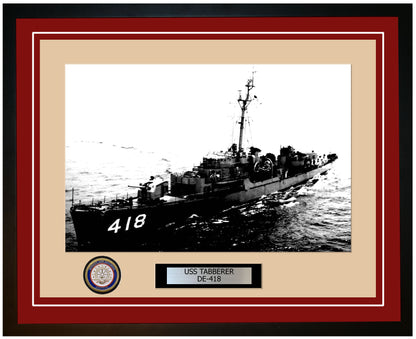 USS Tabberer DE-418 Framed Navy Ship Photo Burgundy