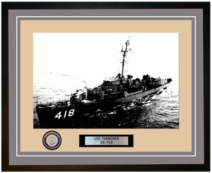USS Tabberer DE-418 Framed Navy Ship Photo Grey