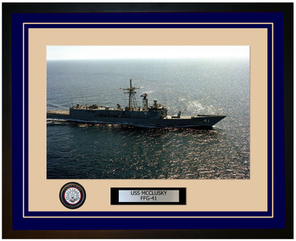 USS MCCLUSKY FFG-41 Framed Navy Ship Photo Blue