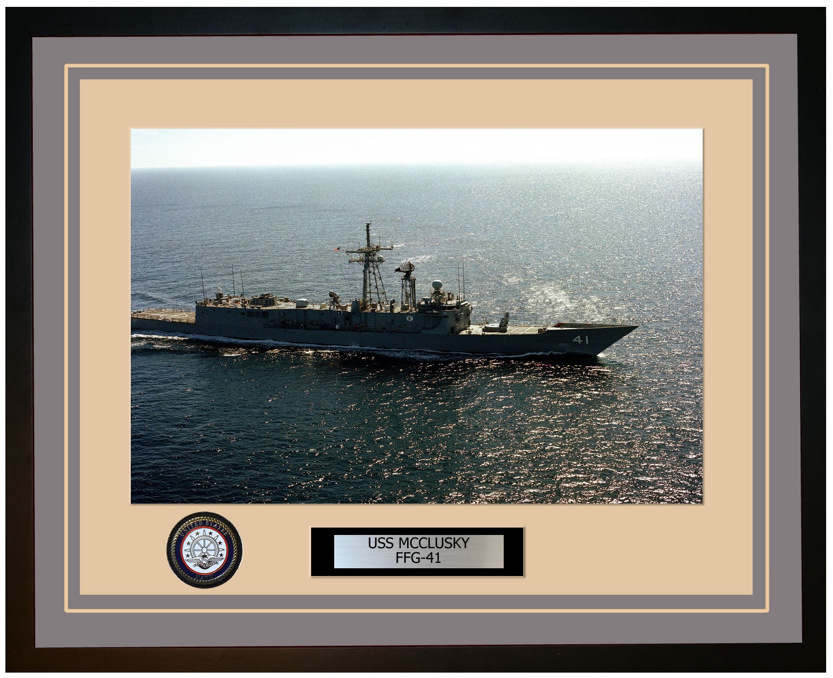 USS MCCLUSKY FFG-41 Framed Navy Ship Photo Grey