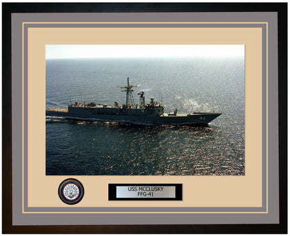 USS MCCLUSKY FFG-41 Framed Navy Ship Photo Grey