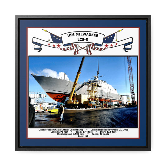 USS Milwaukee LCS-5 Navy Floating Frame Photo Front View