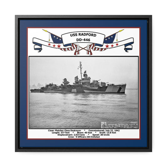 USS Radford DD-446 Navy Floating Frame Photo Front View