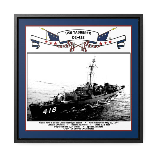 USS Tabberer DE-418 Navy Floating Frame Photo Front View