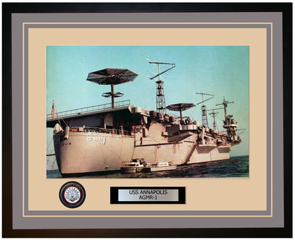 USS ANNAPOLIS AGMR-1 Framed Navy Ship Photo Grey