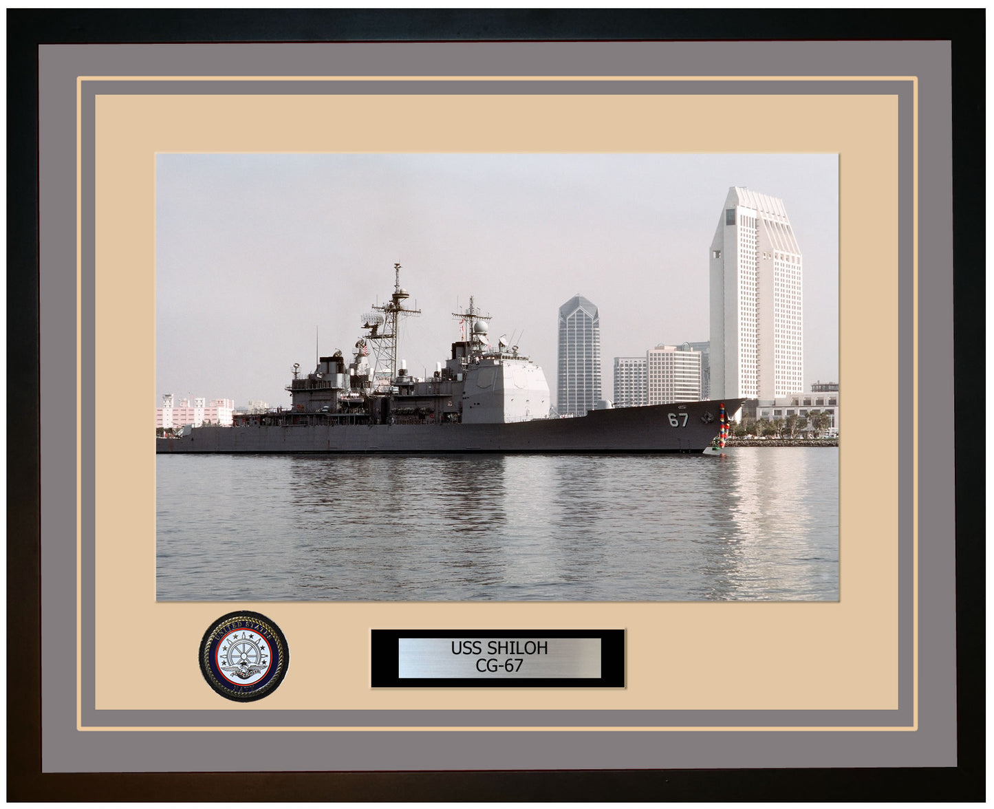 USS SHILOH CG-67 Framed Navy Ship Photo Grey