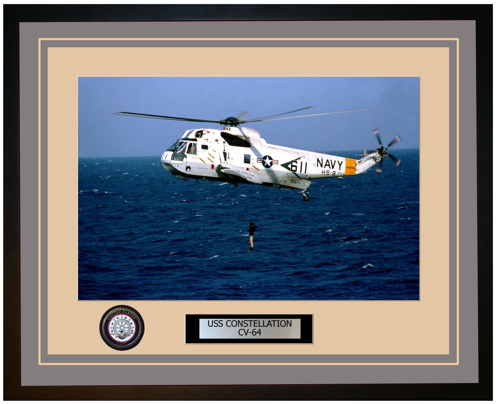 USS CONSTELLATION CV-64 Framed Navy Ship Photo Grey