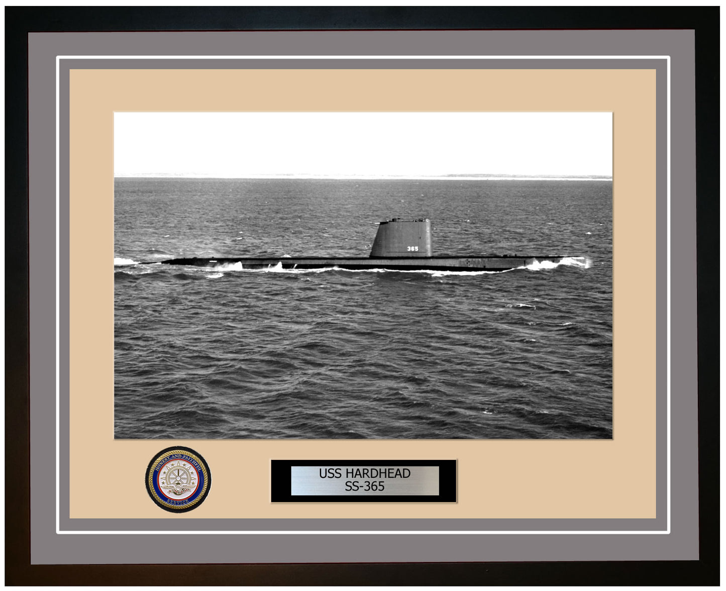 USS Hardhead SS-365 Framed Navy Ship Photo Grey