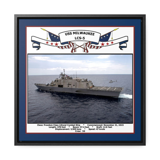 USS Milwaukee LCS-5 Navy Floating Frame Photo Front View