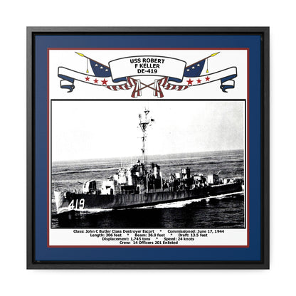 USS Robert F Keller DE-419 Navy Floating Frame Photo Front View