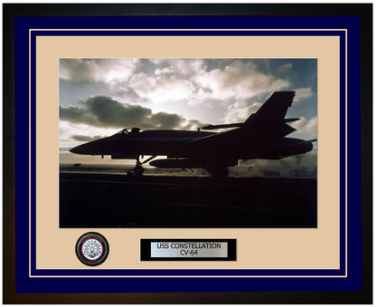 USS CONSTELLATION CV-64 Framed Navy Ship Photo Blue