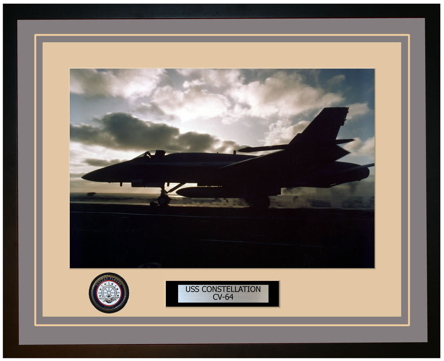 USS CONSTELLATION CV-64 Framed Navy Ship Photo Grey