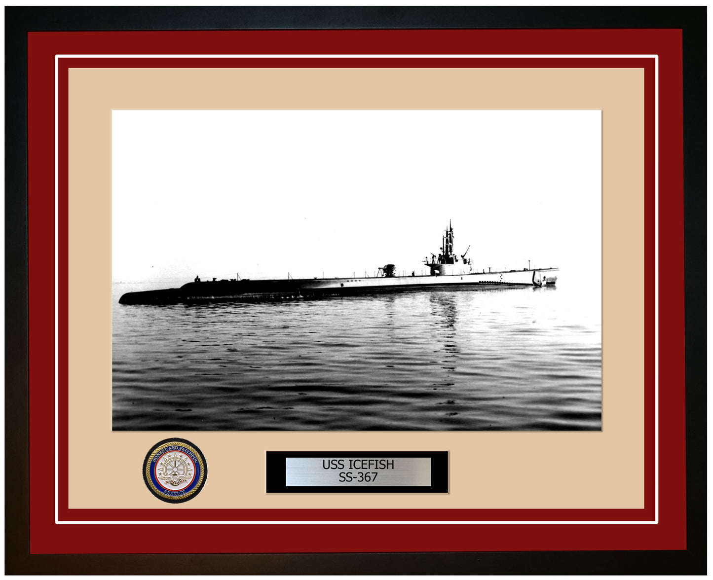USS Icefish SS-367 Framed Navy Ship Photo Burgundy