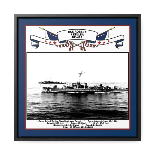 USS Robert F Keller DE-419 Navy Floating Frame Photo Front View