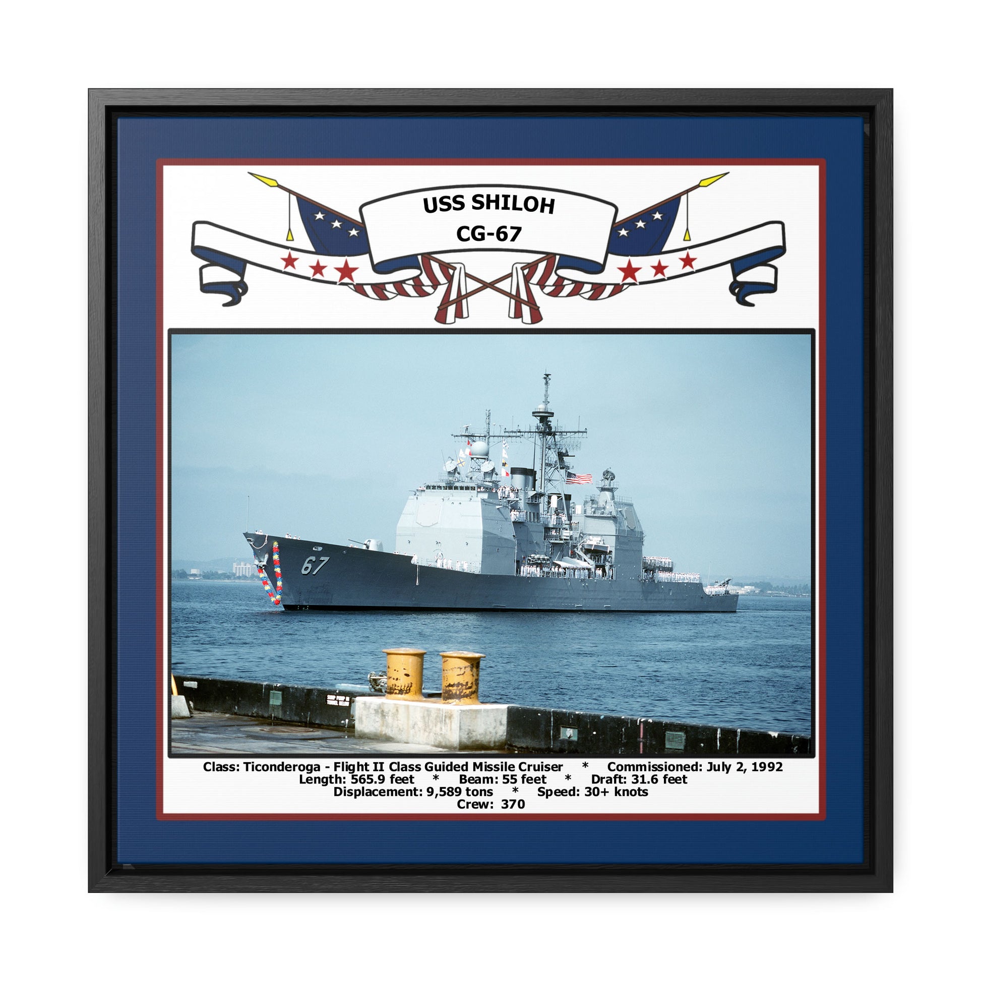 USS Shiloh CG-67 Navy Floating Frame Photo Front View