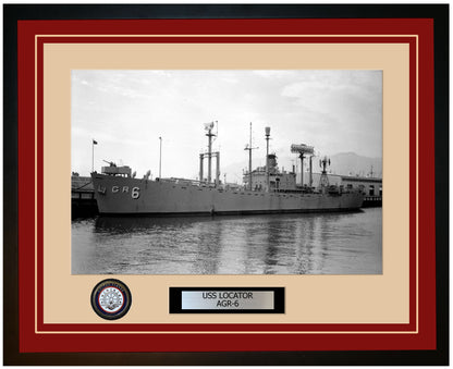 USS LOCATOR AGR-6 Framed Navy Ship Photo Burgundy