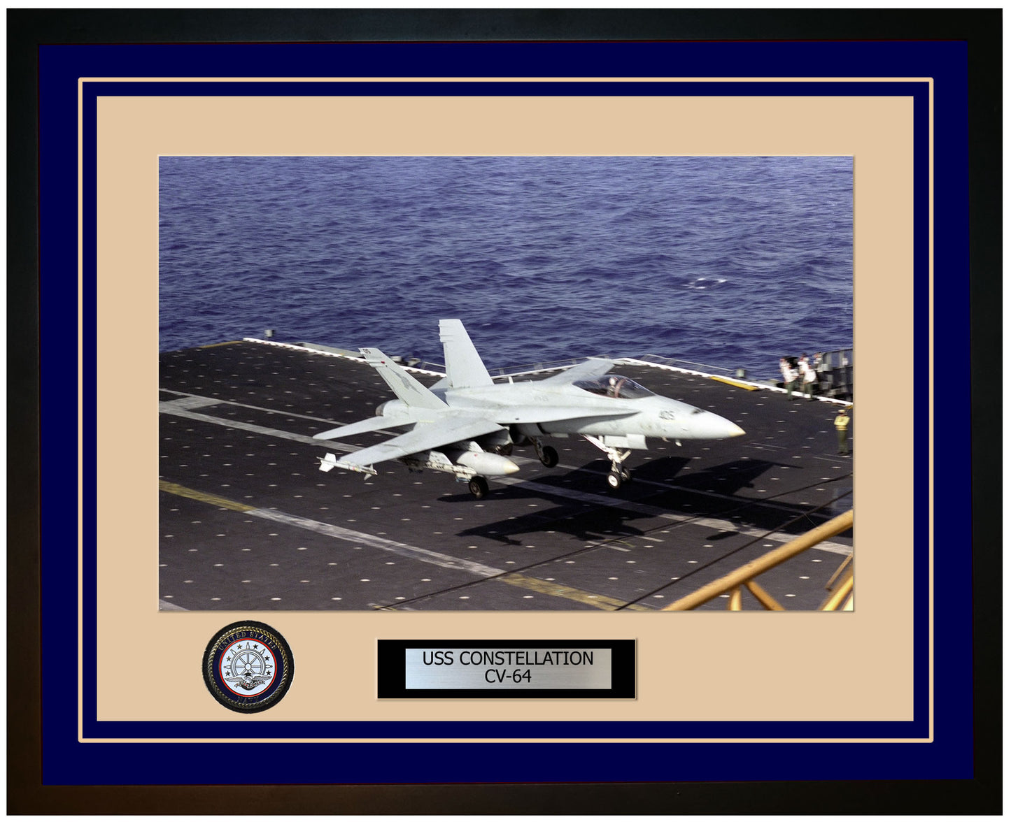 USS CONSTELLATION CV-64 Framed Navy Ship Photo Blue