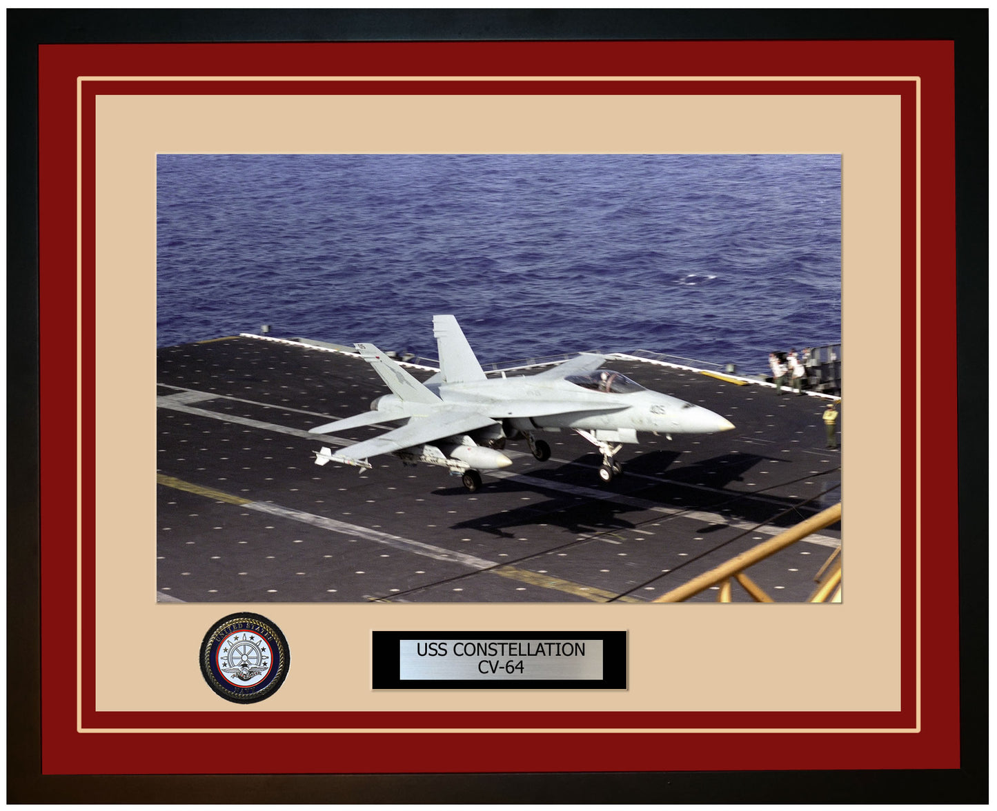 USS CONSTELLATION CV-64 Framed Navy Ship Photo Burgundy