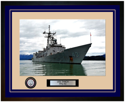 USS THACH FFG-43 Framed Navy Ship Photo Blue