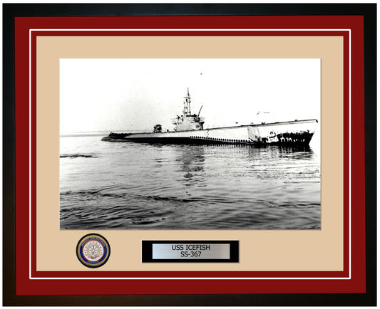 USS Icefish SS-367 Framed Navy Ship Photo Burgundy