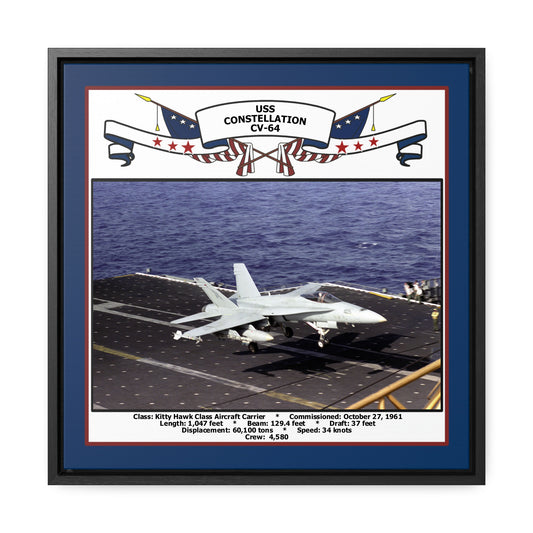 USS Constellation CV-64 Navy Floating Frame Photo Front View