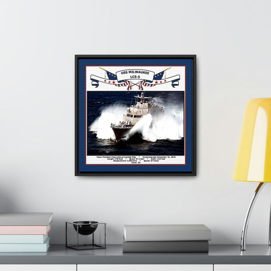 USS Milwaukee LCS-5 Navy Floating Frame Photo Desk View