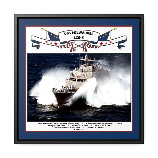 USS Milwaukee LCS-5 Navy Floating Frame Photo Front View