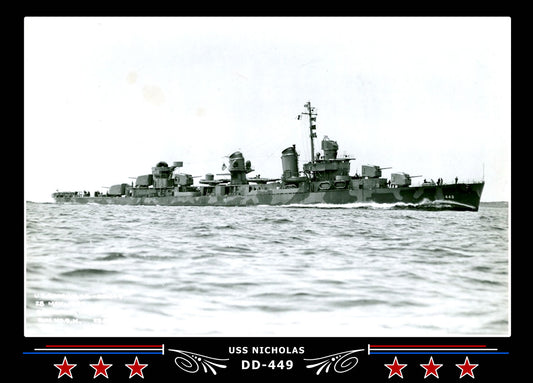 USS Nicholas DD-449 Canvas Photo Print