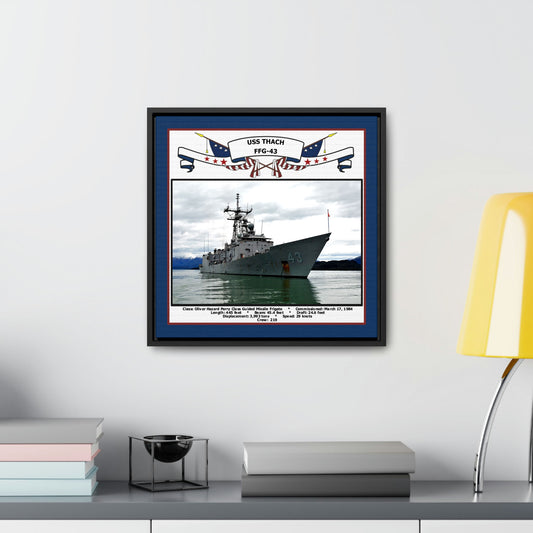 USS Thach FFG-43 Navy Floating Frame Photo Desk View