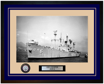 USS LOCATOR AGR-6 Framed Navy Ship Photo Blue