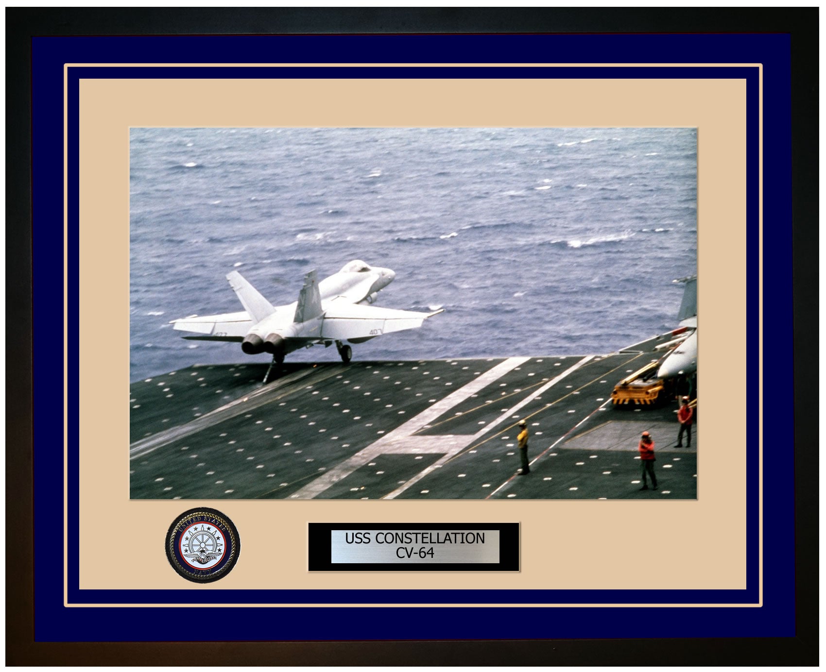 USS CONSTELLATION CV-64 Framed Navy Ship Photo Blue