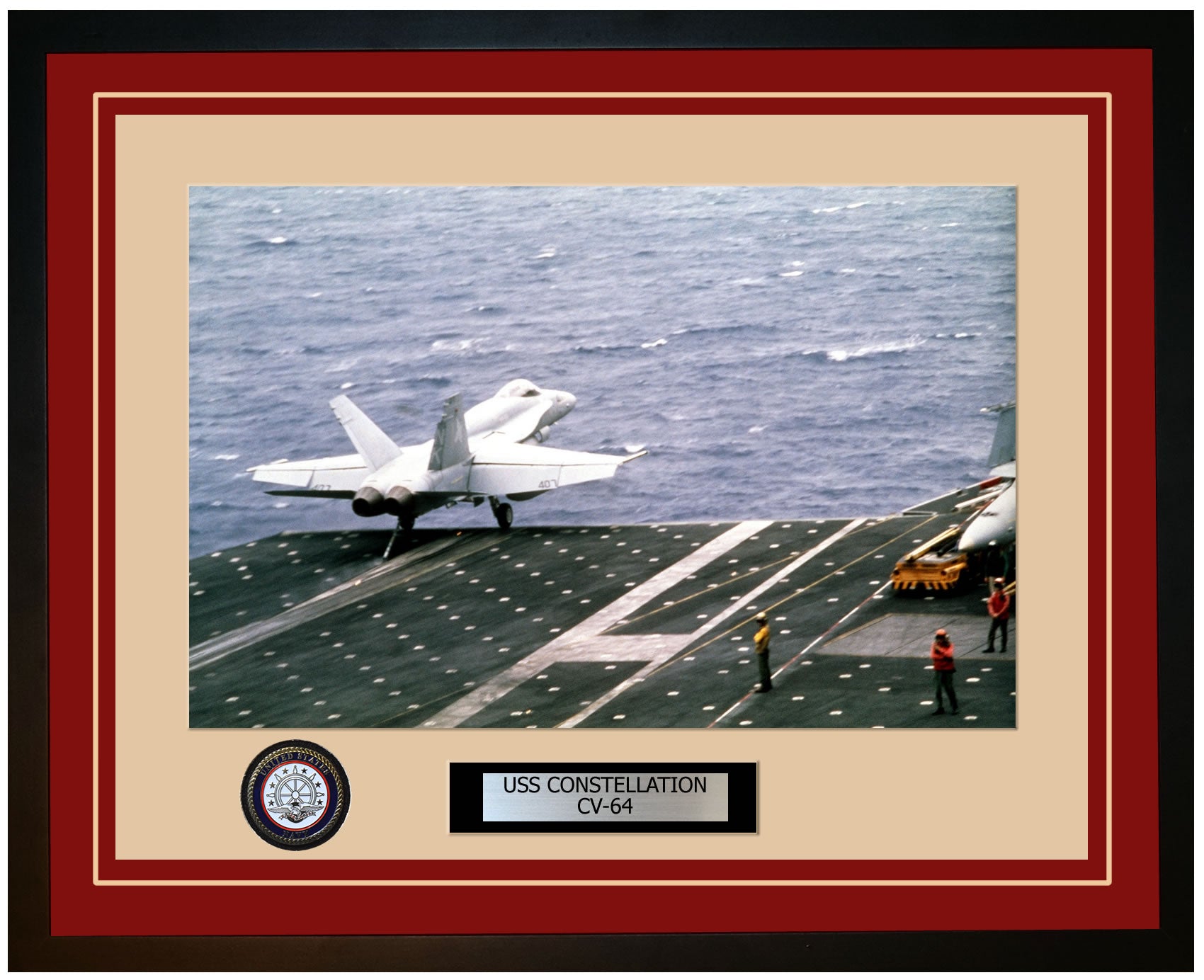 USS CONSTELLATION CV-64 Framed Navy Ship Photo Burgundy