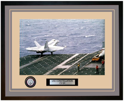USS CONSTELLATION CV-64 Framed Navy Ship Photo Grey