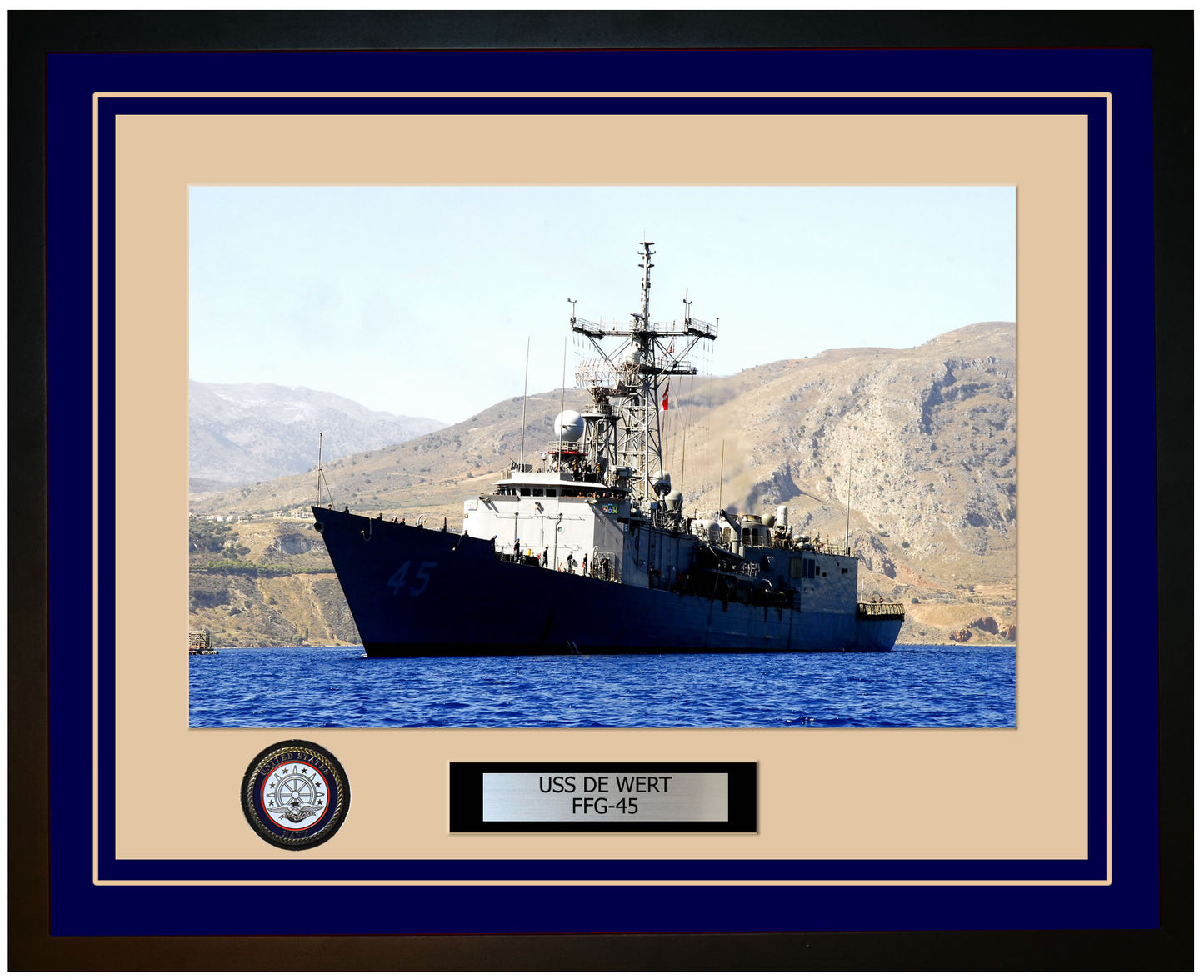 USS DE WERT FFG-45 Framed Navy Ship Photo Blue