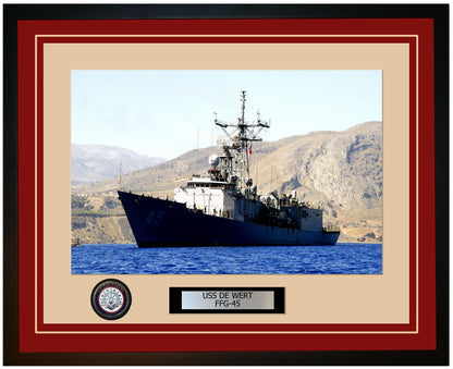 USS DE WERT FFG-45 Framed Navy Ship Photo Burgundy