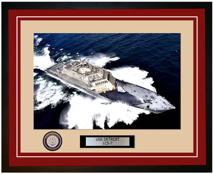 USS Detroit LCS-7 Framed Navy Ship Photo Burgundy