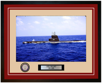 USS Jallao SS-368 Framed Navy Ship Photo Burgundy
