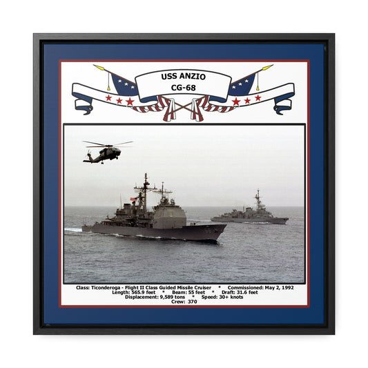 USS Anzio CG-68 Navy Floating Frame Photo Front View