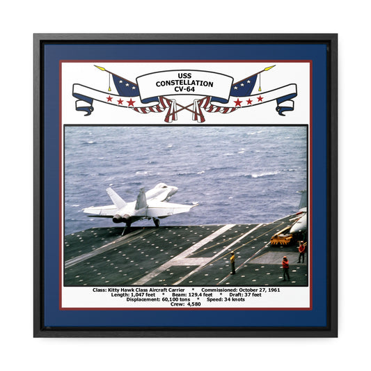 USS Constellation CV-64 Navy Floating Frame Photo Front View