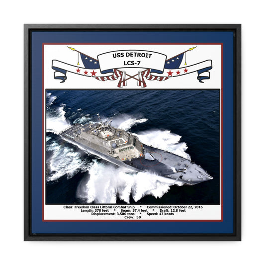 USS Detroit LCS-7 Navy Floating Frame Photo Front View