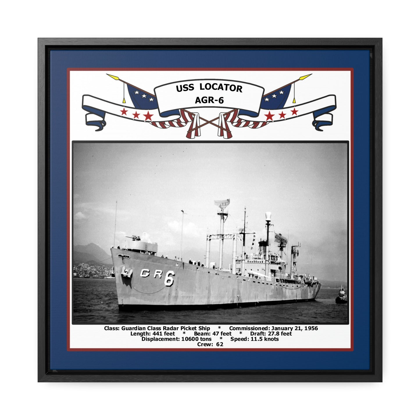 USS Locator AGR-6 Navy Floating Frame Photo Front View